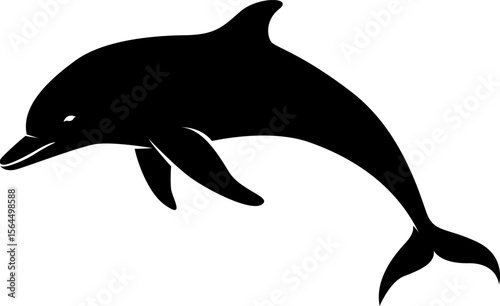Dolphin jumping out of water on white background.Dolphin logo illustration.