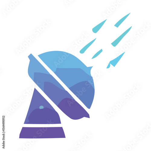 Abstract Space Icon Celestial Head, Gradient Design, Cosmic Rain, Digital Art, Vector Illustration