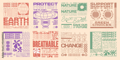 Environmental typography graphic set, eco poster design for print, Environment t-shirt design, eco poster bundle, Earth day theme, Green living, Save the planet
