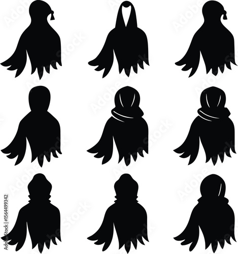 Silhouette Vector Set: Cloaked Figures, Hooded Characters, Mysterious Shapes, Dark Fantasy Art