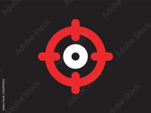 Minimalist Round Target Symbol with Crosshair and Bullseye Illustration