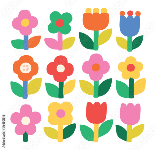 Colorful vector flower collection