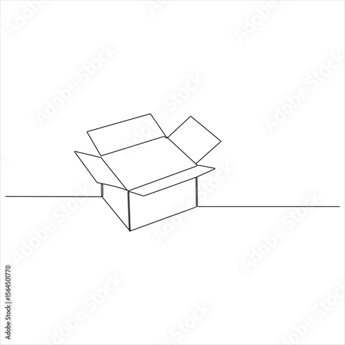 One continuous line drawing of a Cardboard Box minimalist Parcel and Courier delivery concept vector illustration
