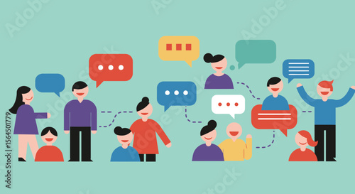Diverse group engaging in a network of social connection and communication