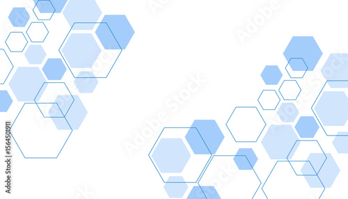 Abstract blue hexagon shape for frame illustration design