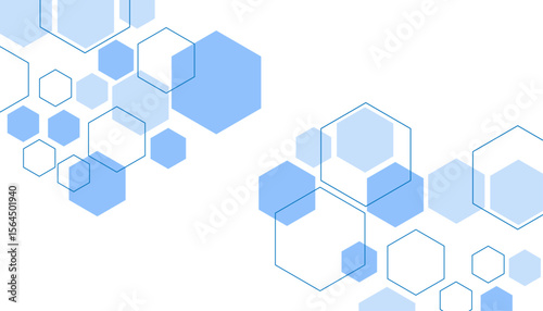 Abstract blue hexagon shape for frame illustration design