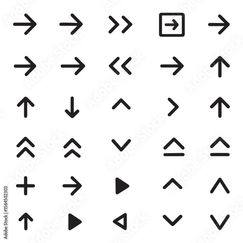 Black directional arrows and navigation symbols interface