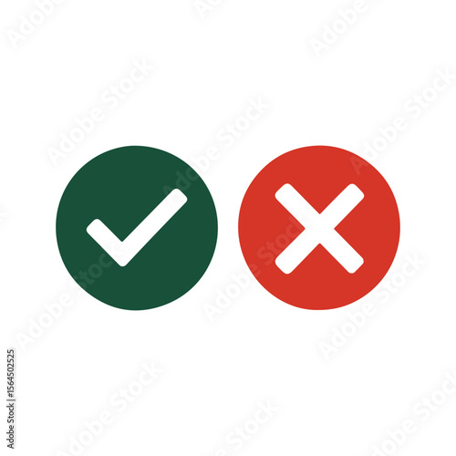 Green check mark red cross mark green circle white checkmark