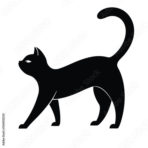 Elegant Cat Silhouette Arching Back and Lifting Tail