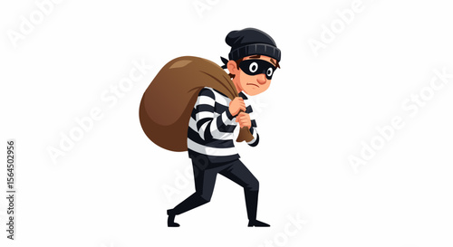 Scheming Thief Character Wary Burglar Vector Style for Games or Editorial Use 