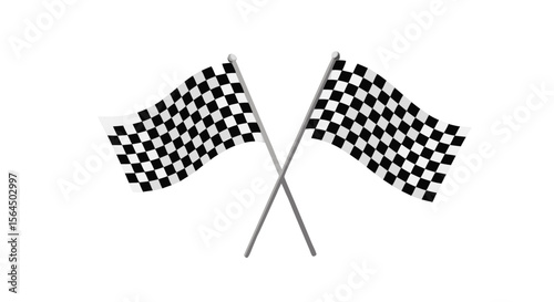 Vector Illustration of Racing Checkered Flags for Motorsport Themes  Flags for Sports and Events  "Race Finish Line Symbols: Two Checkered Flags in Vector Style 