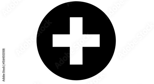 Vector of Plus Sign Inside Black Circle for Medical or Addition Symbols Plus Sign Symbol in Circular Badge for Healthcare or Positive Action Indicators  add icon