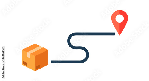Parcel Delivery Route Vector Illustration Package Tracking Icon in Flat Style Logistics and Shipping Path Artwork 