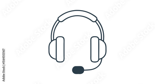 Communication Headset Icon for Call Centers Headset with Microphone in Vector Style Tech Support Headset Graphic in Minimalist Vector 