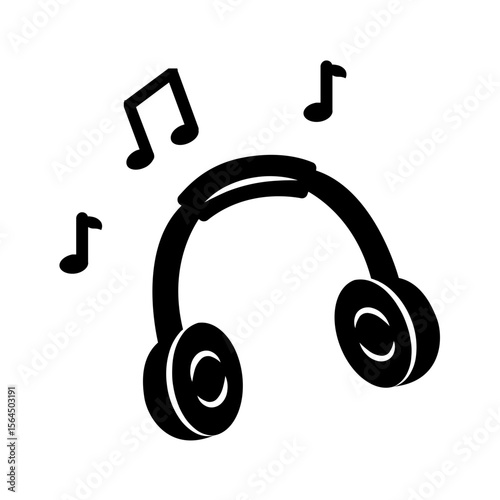 Vector solid black icon for Listen music