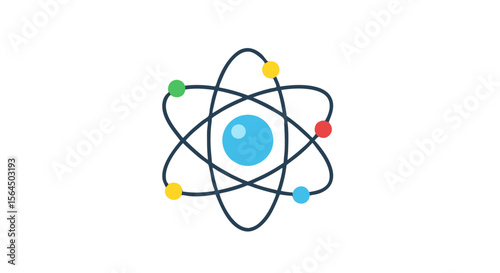 Atomic Structure Concept Art Atom Illustration with Electron Orbits 