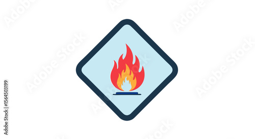 Fire Hazard Warning Icon  Warning Label with Flame Icon Safety Signal for Combustible Substances