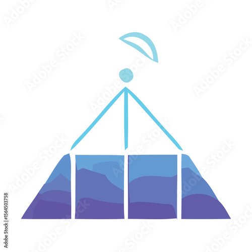 Abstract Space Icon Mountain Peak Paragliding Adventure, Symbolic Illustration of Extreme Sports and Exploration