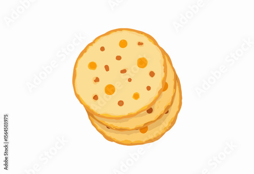 Chocolate chip cookies stacked on a white background  
