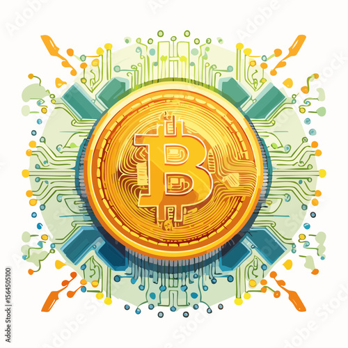 回路に繋がった仮想通貨のビットコイン