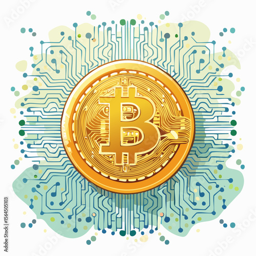 回路に繋がった仮想通貨のビットコイン