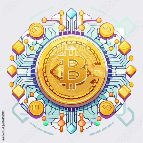 回路に繋がった仮想通貨のビットコイン