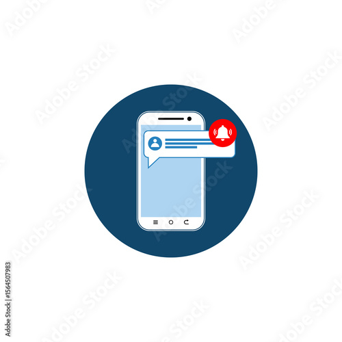 Smartphone notification icon, displaying a message and alert bell.