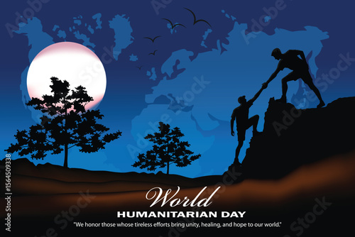 World Humanitarian Day help and unity illustration.
