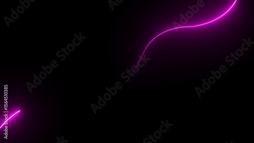 Straight neon laser line color blue black background