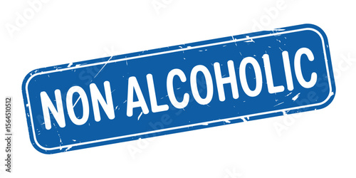 Blue Non Alcoholic Sign with Rounded Corners Isolated on White