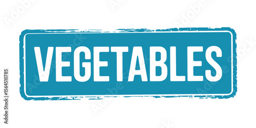 Vegetables text in blue box with grunge border effect