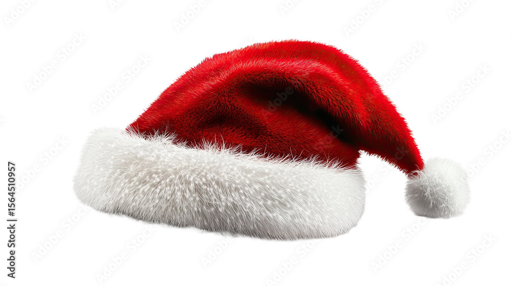 A plush Santa hat radiating holiday cheer ready for a season of giving and joy on a simple black A plush Santa hat radiating holiday cheer ready for a season of giving and joy on a simple black