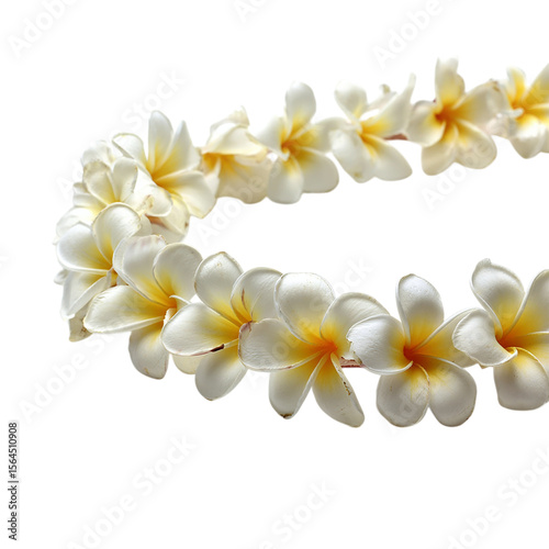 Beautiful Hawaiian lei made of fragrant plumeria on transparent background