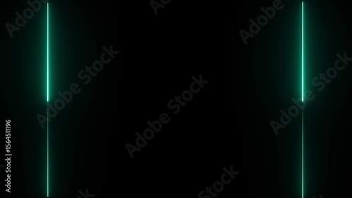 Straight neon laser line color blue black background