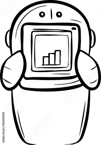 Ai agent finance robot with screen showing graph for finance analysis and business growth