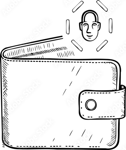 Ai agent for finance wallet with facial recognition secure access illustration