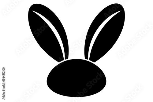 Black Silhouette of a Rabbit Head with Long Ears