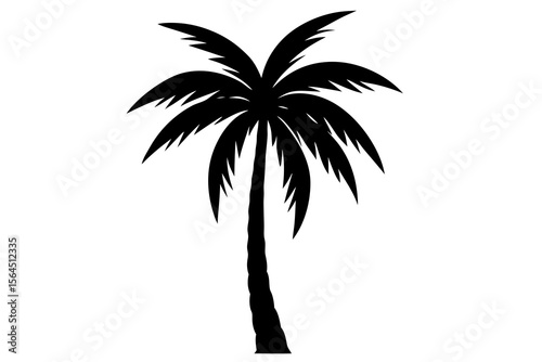Black silhouette of a palm tree, tropical vector