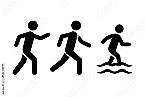 People Icons Running, Walking, Water