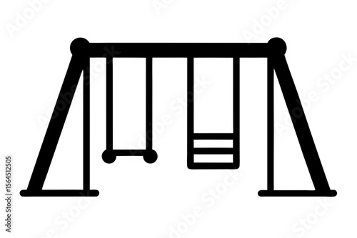 Black Swing Set Silhouette, Playground Equipment Icon