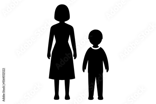 Mother and Child Silhouette, Family Graphic Symbol