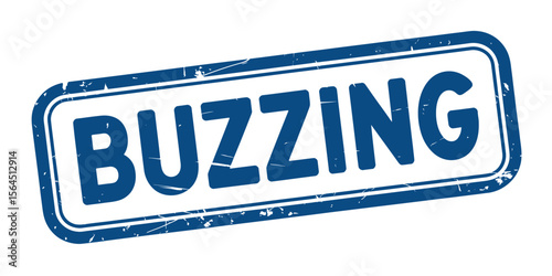 Grunge Blue Buzzing Sign Isolated on White Background Illustration