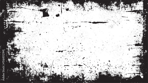Black and white grunge frame. Distress overlay texture border. Abstract surface dust and overlay creat grunge effect. Black and white noise abstract background 