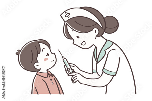 Friendly nurse gently administers injection to a happy child promoting healthcare and well being with a touch of care and reassurance