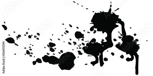 Abstract Black and White Ink Splats Creating a Grunge Effect. Transparent PNG available detailed ink splats Hyperrealistic Highly Detailed Isolated On Transparent Background	