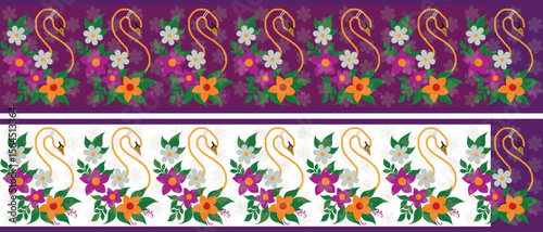 saree design illustration, puja saree, pecoke saree