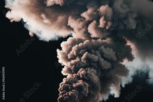 Realistic Dramatic Thick Smoke Cloud on Dark Background