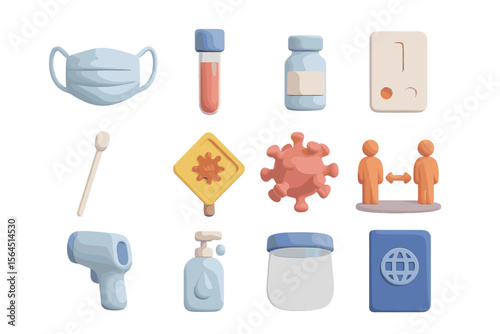 Medical icons representing pandemic safety and health precautions