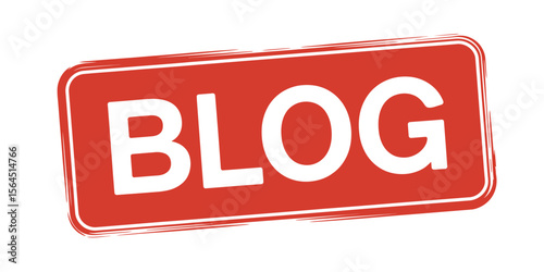 Red Blog Sign with White Text on a White Background