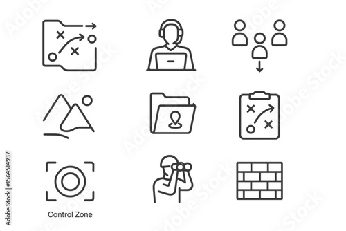 Strategy and planning icons set for business and teamwork concepts